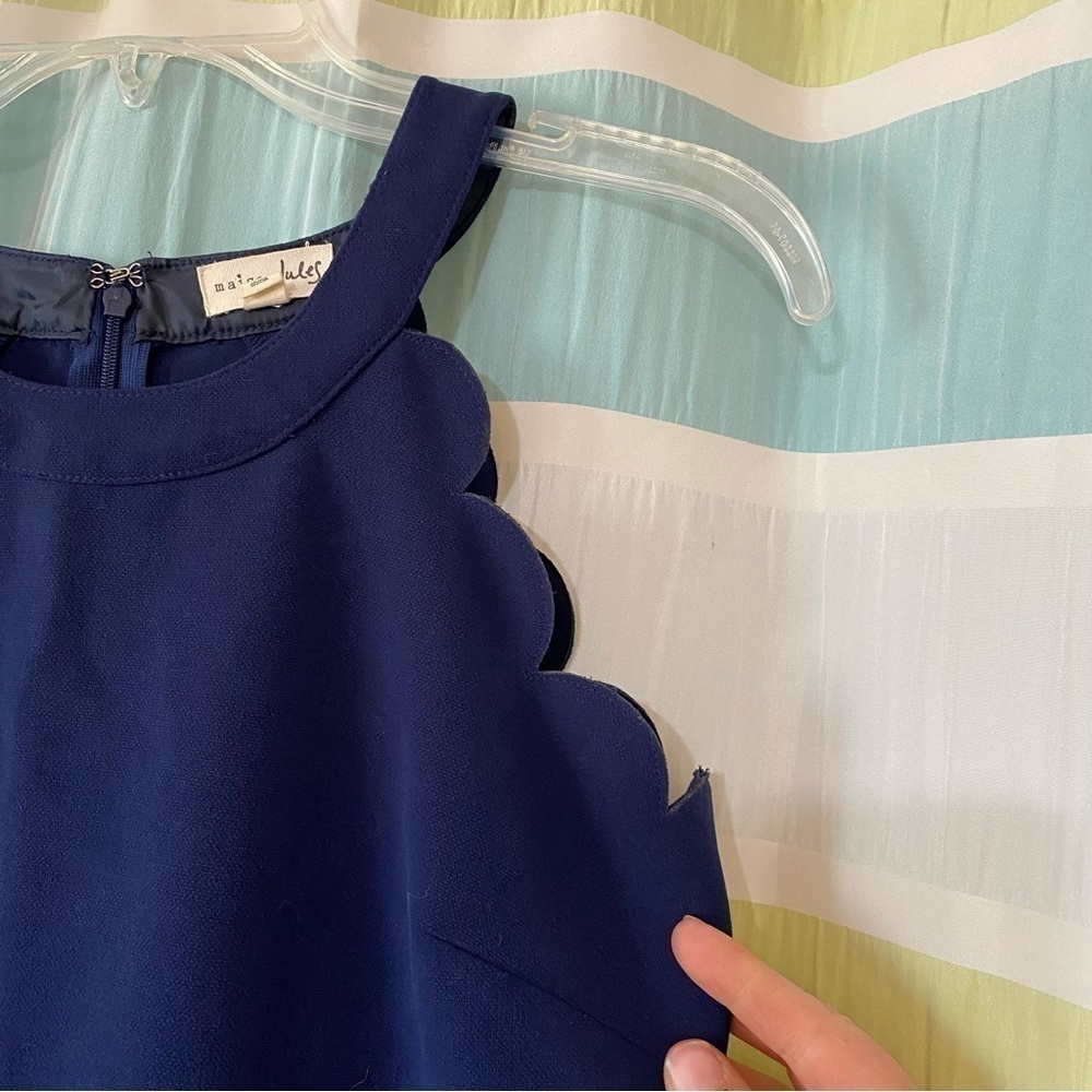 Maison Jules Scallop Edge Halter Dress Navy Blue Sz XS - Picture 4 of 9